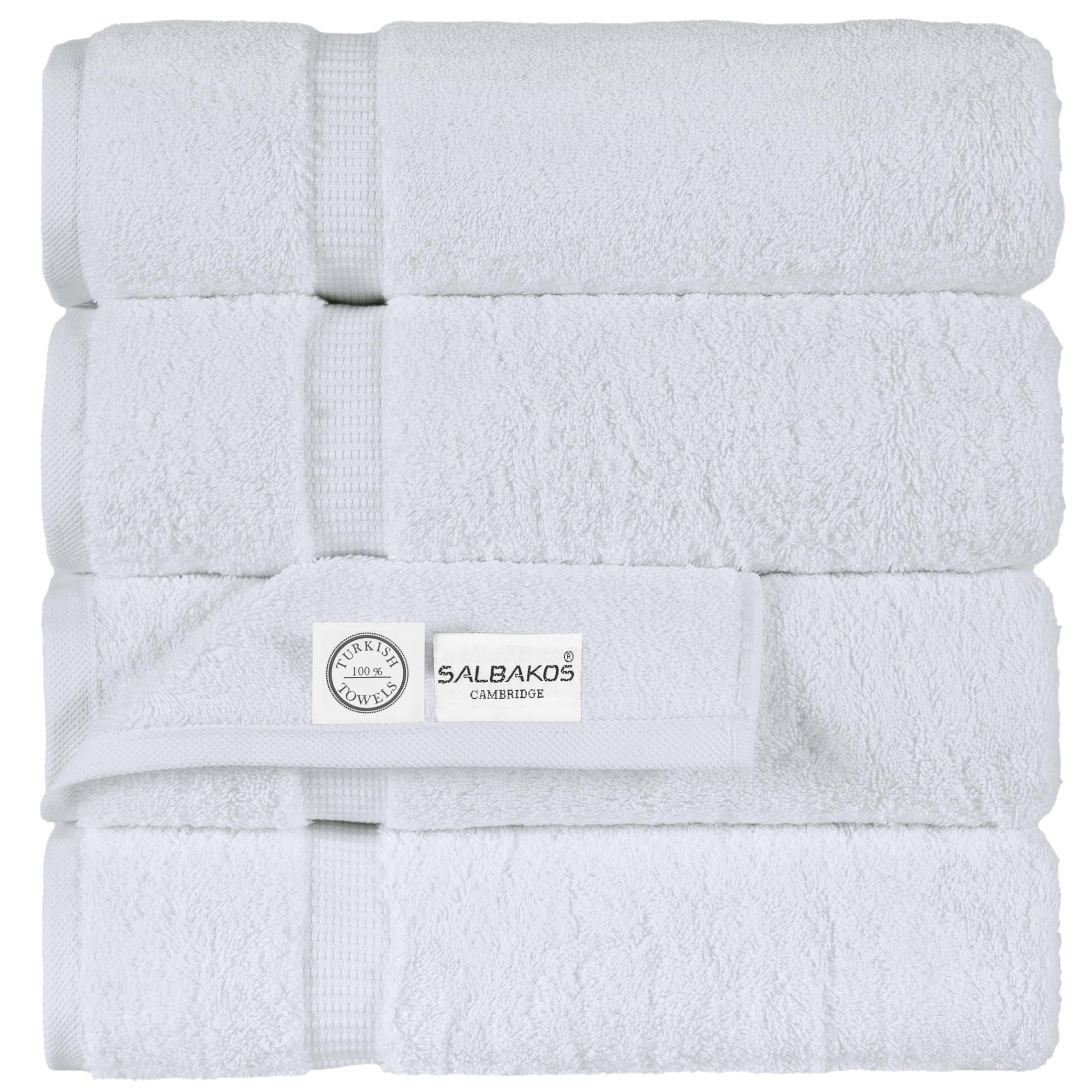 100% Turkish Cotton Bath Towel Set of 4 27x54 inch | Heirloom Quality | Hotel & Spa Collection | Ultra Soft, Super Absorbent, Long Lasting Bath Towels | Made in Turkey (White, 4 Bath Towels)