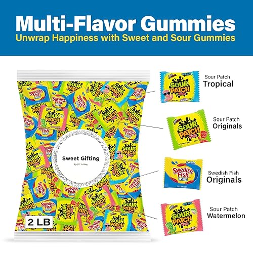 Miniatura 3 de Sweet Gifting Sour Patch Kids & Swedish Fish Mix, 2 libras a granel, paquete variado de caramelos de gomitas, tamaño divertido, gomitas suaves y