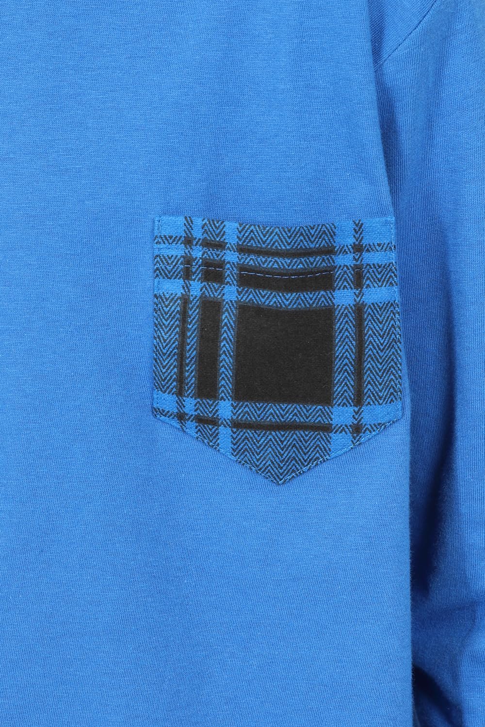 ThePyjamaFactory Long en Pyjama Long Coton Carreaux Bleus pour Garçon