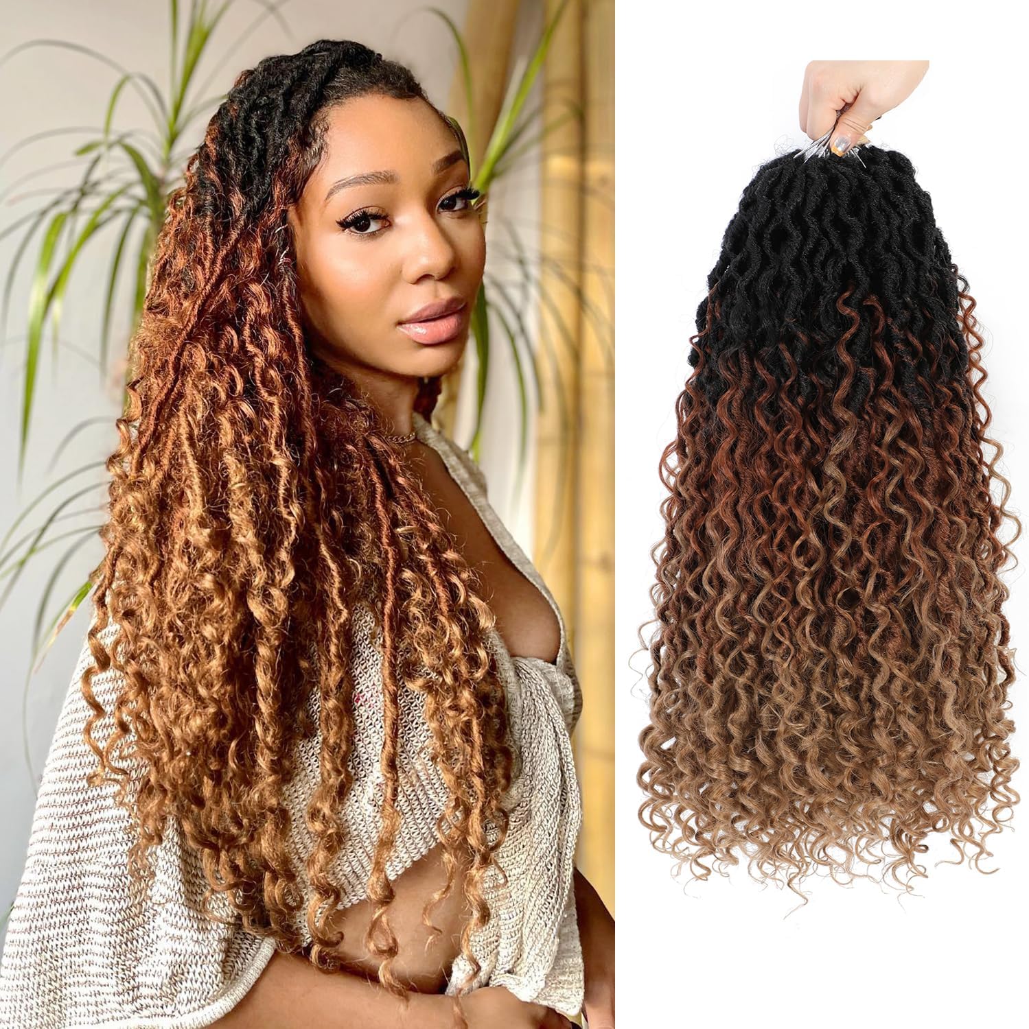 Mychanson Goddess Locs Crochet Hair,20 Inch 6 Packs Faux