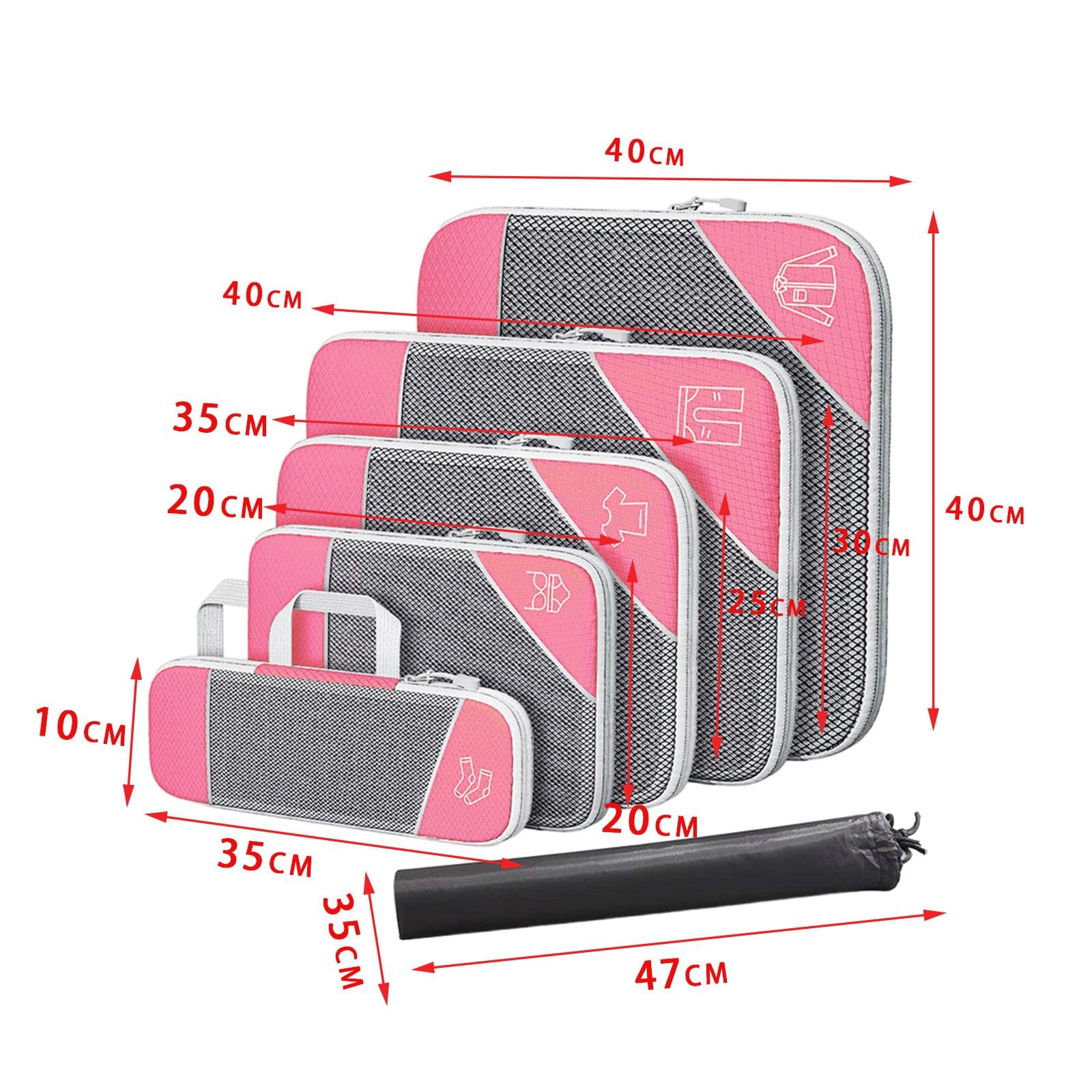 Juego de 2 cubos de compresión expandibles para maletas de viaje, mochilas, mujeres y hombres, color negro
