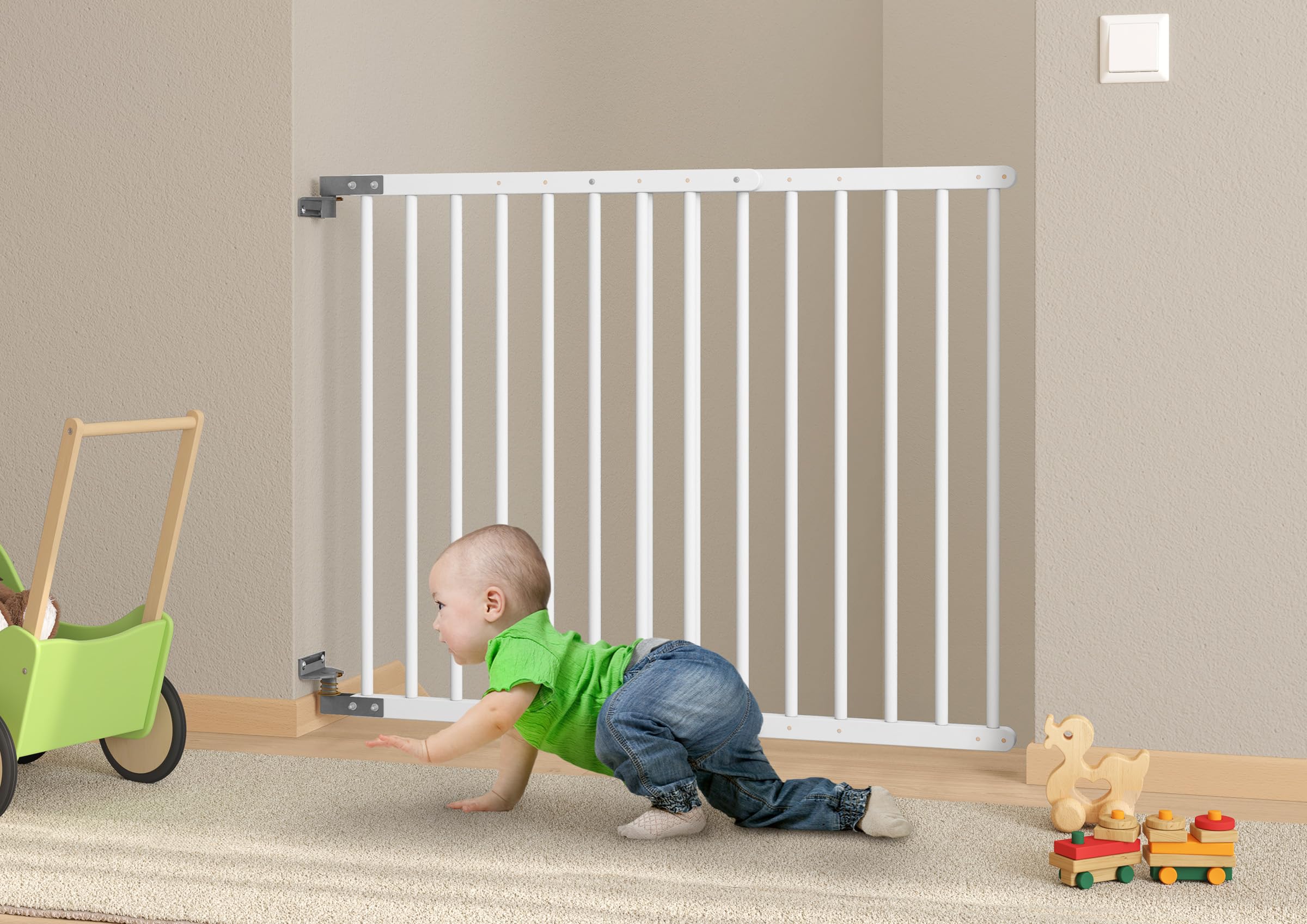 Türschutzgitter Weiß Treppenschutzgitter Kindersicherung 70-108cm Holz