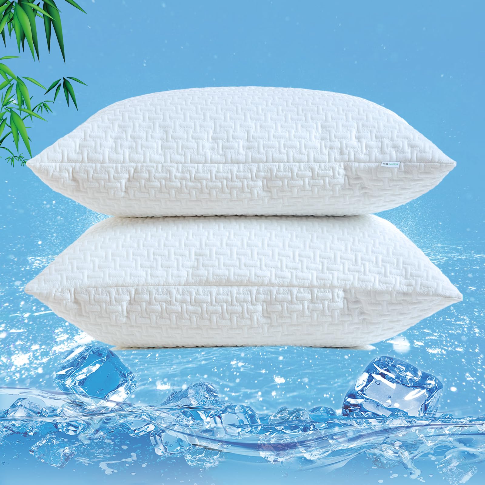 GogreenBamboo Rayon 3D Air Waterproof Pillow Protector, Breathable Pillow Cover, Cooling Pillow Case Protector with Zipper, Super Soft Pillow Case Cover with Zipper (2 Packs, Standard 20"x26", White)