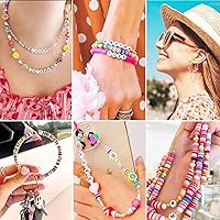 Vista 7 de ARTDOT 1642 cuentas de arcilla para hacer pulseras de amistad, 24 estilos de suministros para hacer joyas, cuentas lindas y dijes con hilo elástico