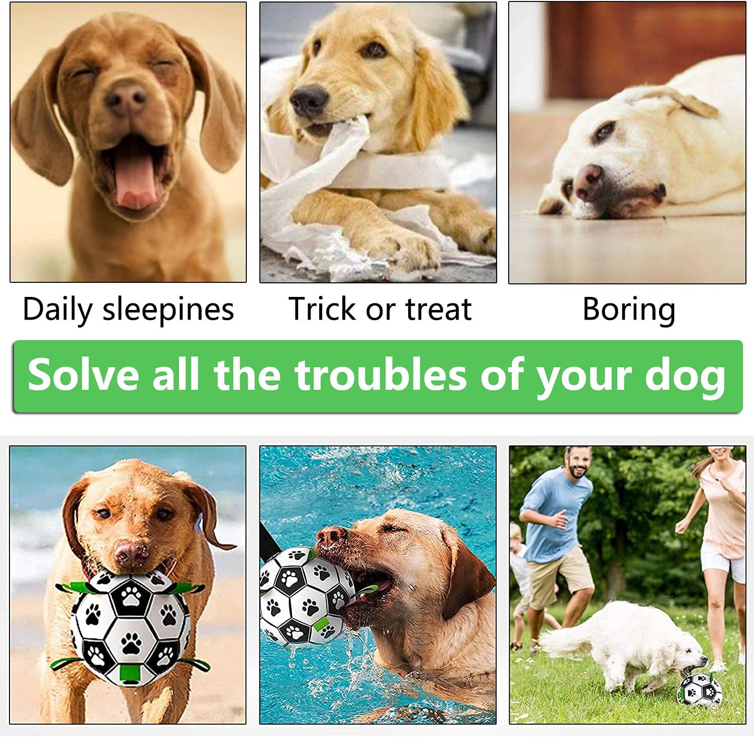 Dog Football Toys with Straps, Interactive Fetch Toy for Dogs, 6 Inches