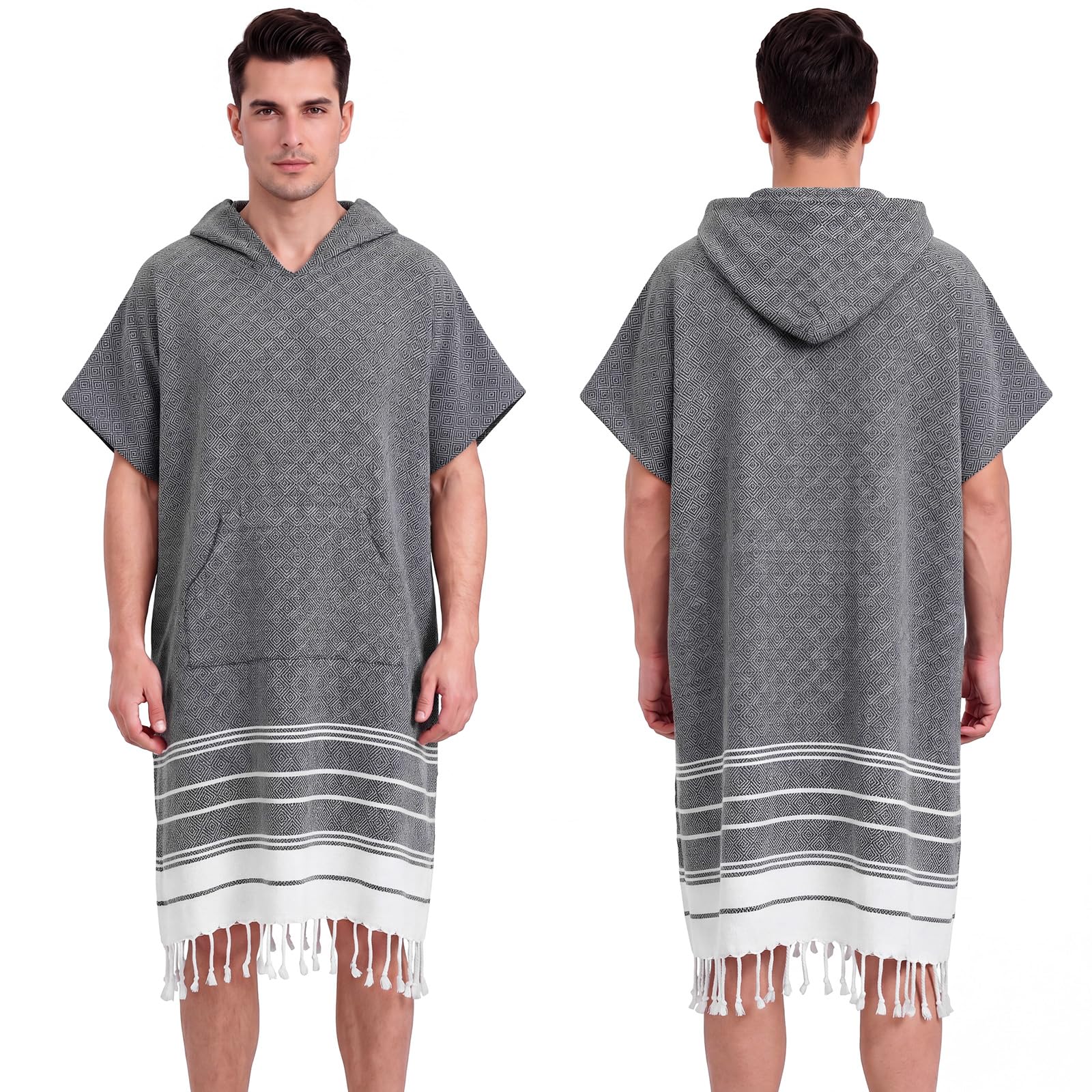 Twistover 1 Pcs Turkish Towel Poncho Surf Poncho 35 x 47 in, Black
