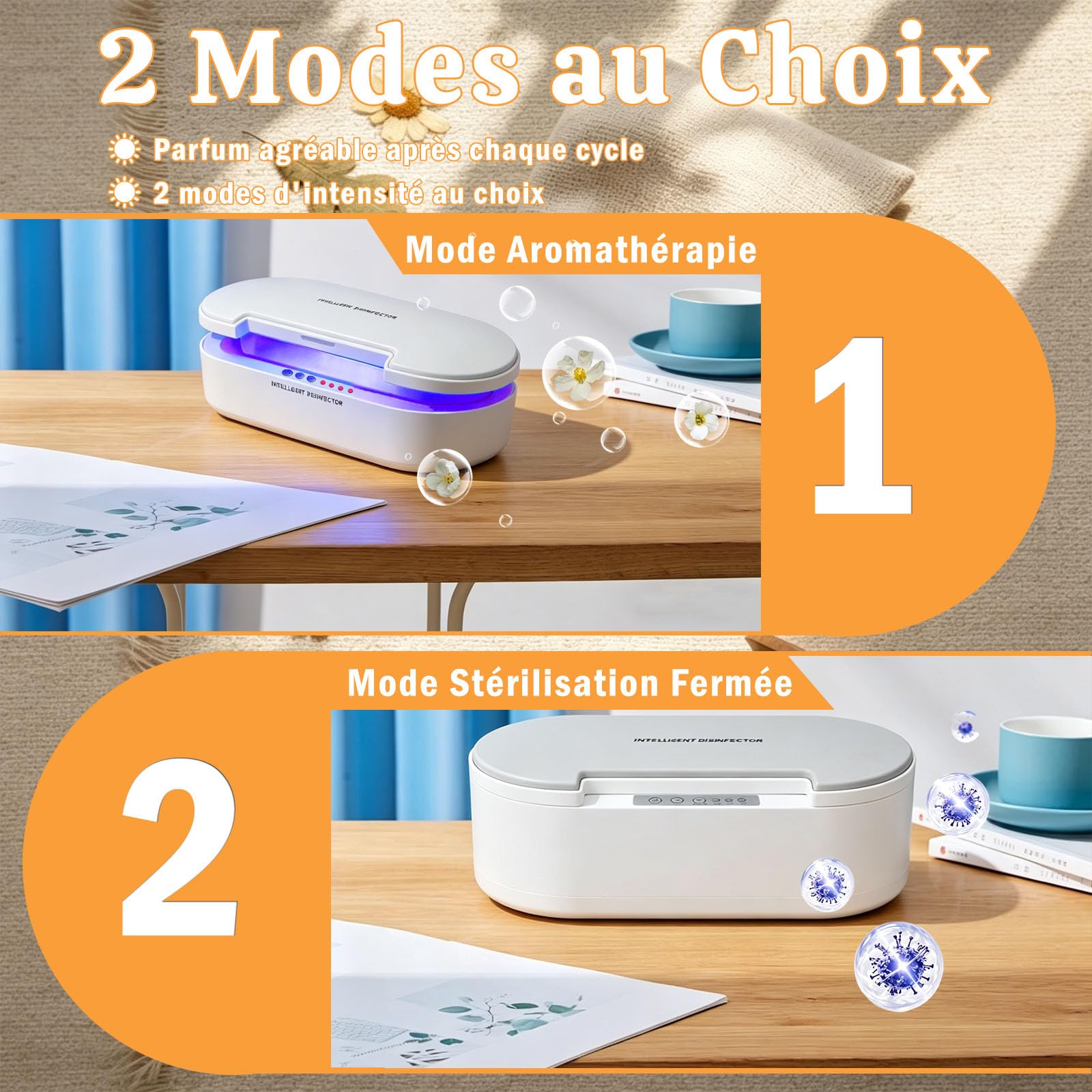Stérilisateur UV Outils Ongles avec Aromathérapie, Désinfection 99.9% en 5 Minutes, Alerte Vocale, Lampe UV-C 260nm, Boîte Stérilisation pour Salon Manucure Maison