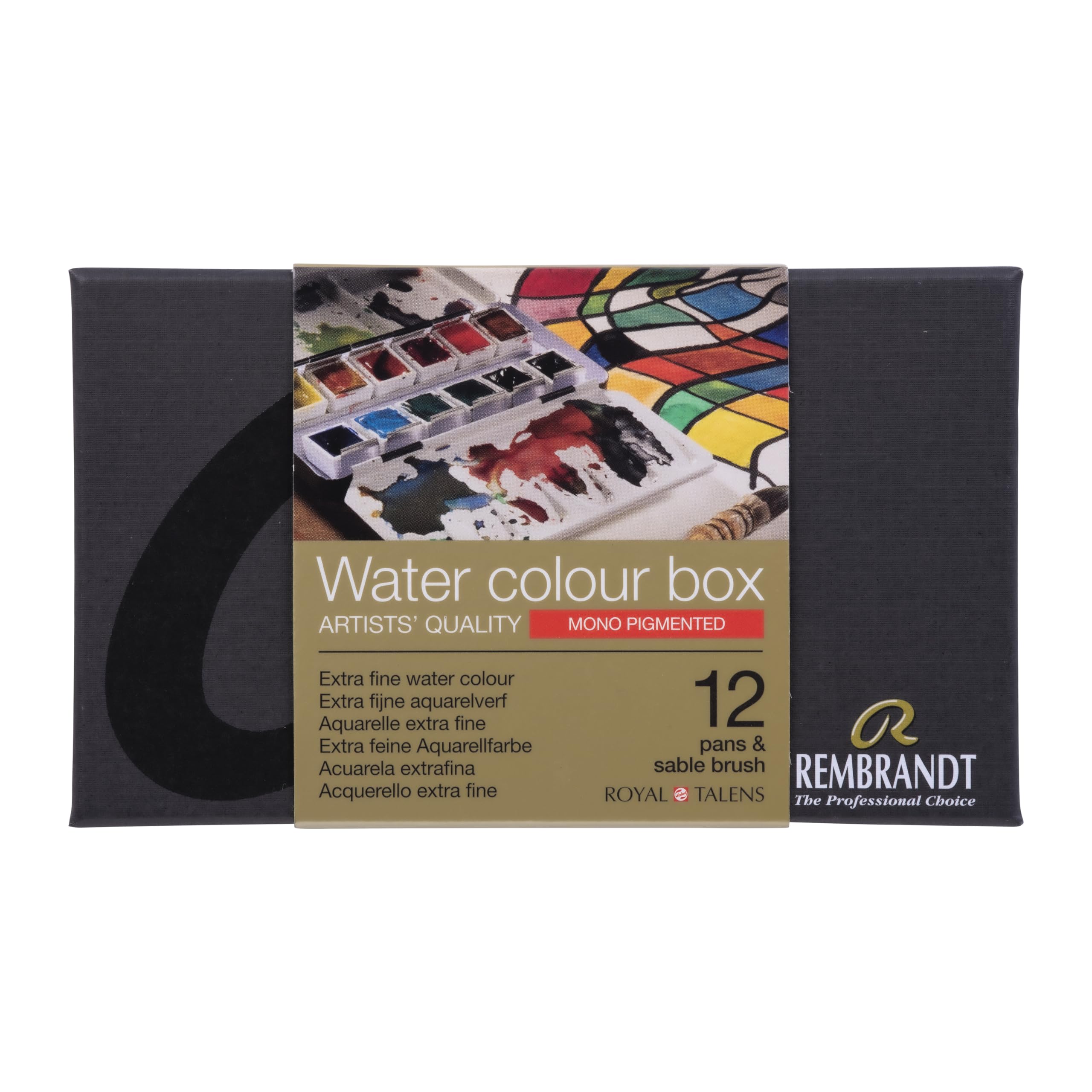 Rembrandt Profi-Aquarellfarben-Set in luxuriöser Metalldose | 12 monopigmentierte Farben + Pinsel