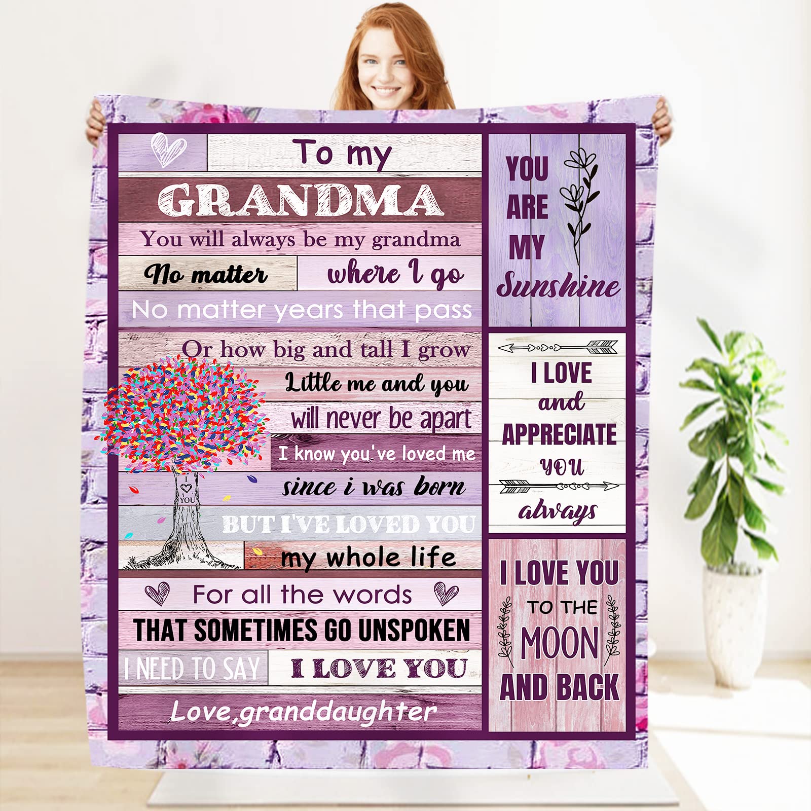 SIOQCKIS Coperta regalo della nonna da nipote, festa della mamma, festa del Ringraziamento, regalo di Natale per nonna, coperta da 127 x 152 cm, regalo di compleanno