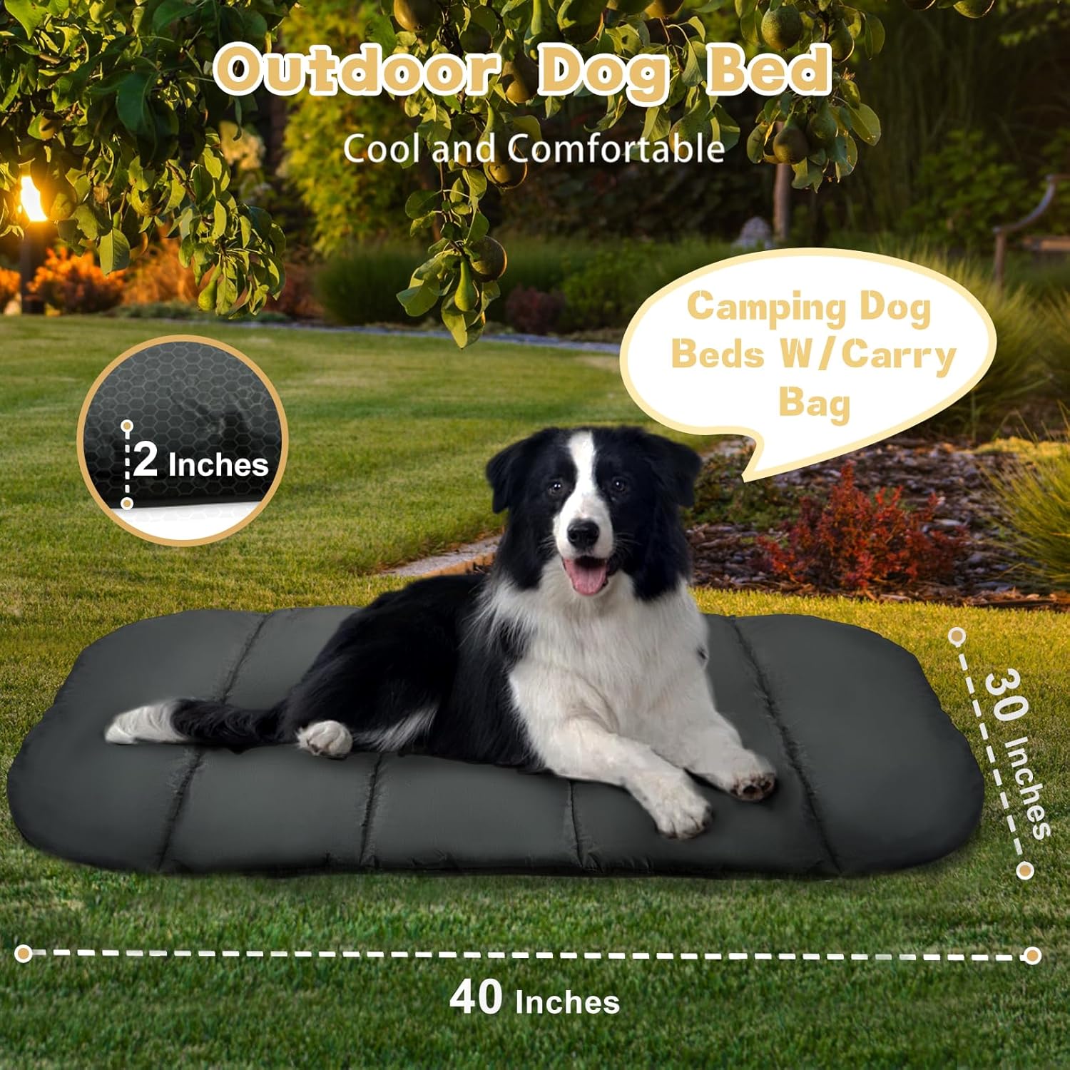 review Upgrade Outdoor Dog Bed, Waterproof Dog Bed for Crate, Machine Washable and Easy Clean Travel Dog Bed, Foldable Pet Mat for Small, Medium Dog and Cat, 43x30 Inches