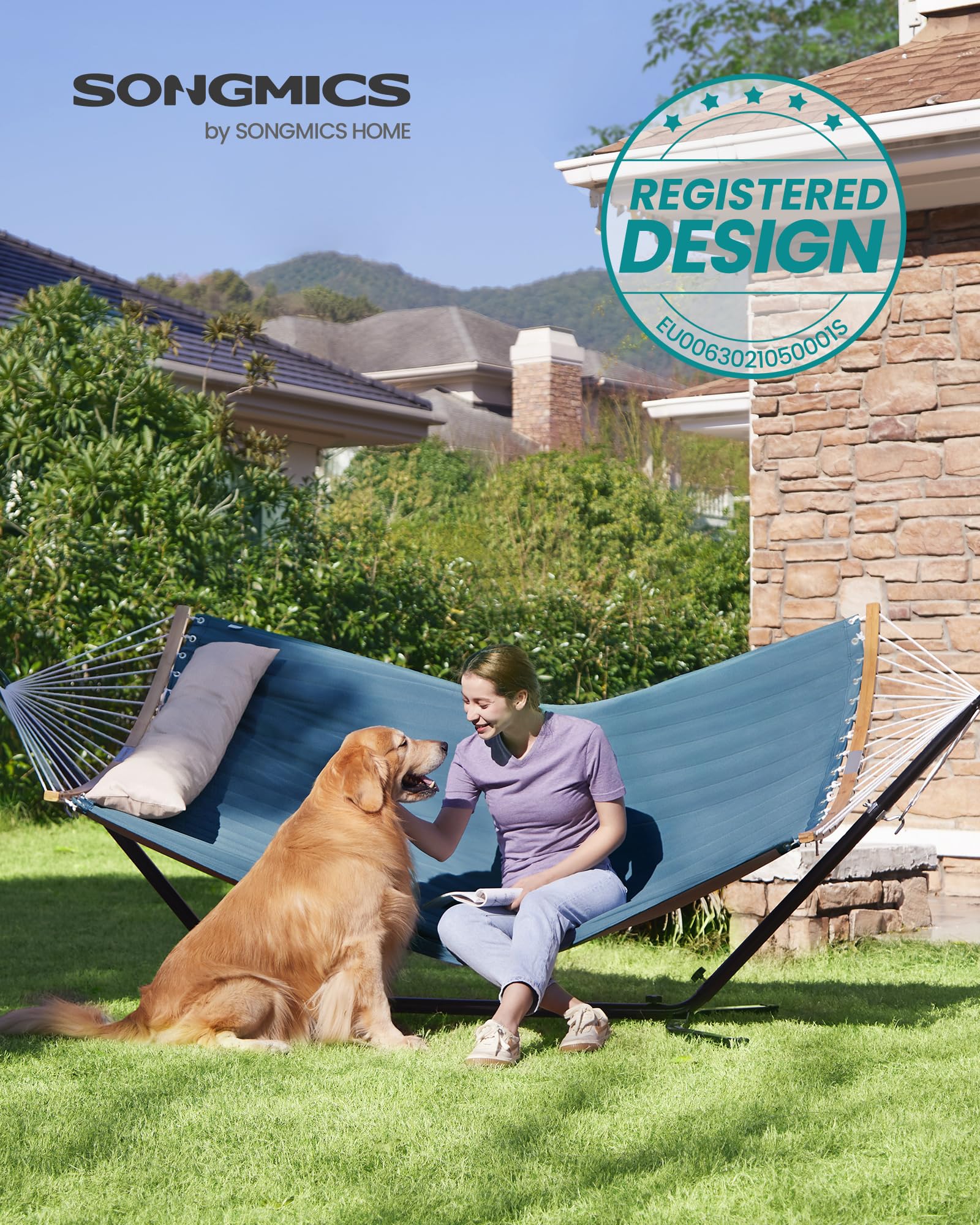 Amaca Con Supporto Regolabile SONGMICS - 210x150cm, Portata 240kg, Per Giardino