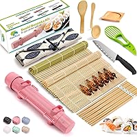 Vista 10 de Kit de fabricación de sushi SmileTools, juego de 22 piezas para principiantes con libro guía, bazuca, cuchillo, estera, cortador de aguacate