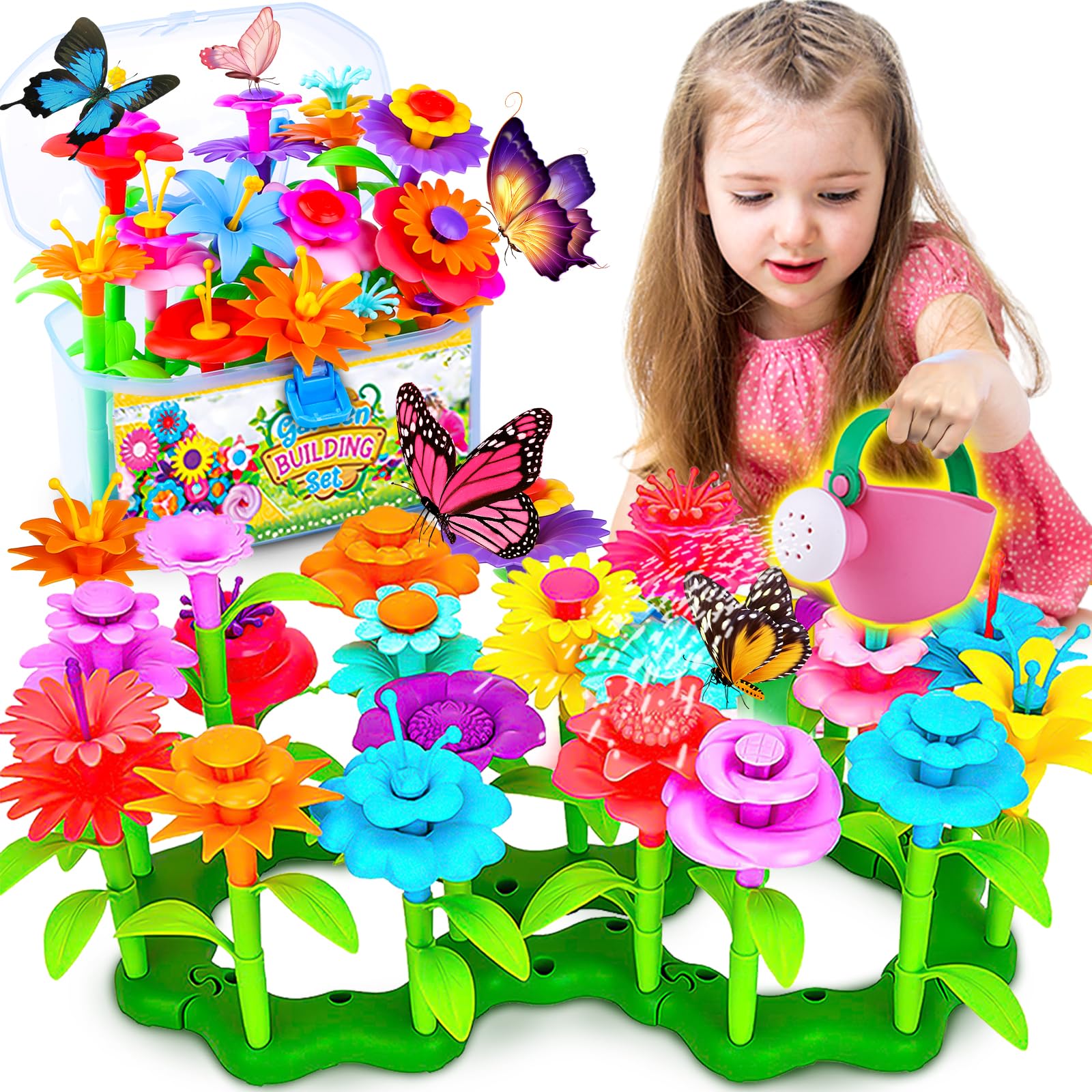 Flower Garden Building Toys, Flower Stacking Toys with Portable Storage  Box, 109PCS Garden Toy Stem Toys Preschool Pretend Game Toddlers Craft Kits