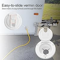 Vista 2 de Escotilla de cable eléctrico redonda de 4 1/4 pulgadas para cables de 30 amperios para RV (blanco)