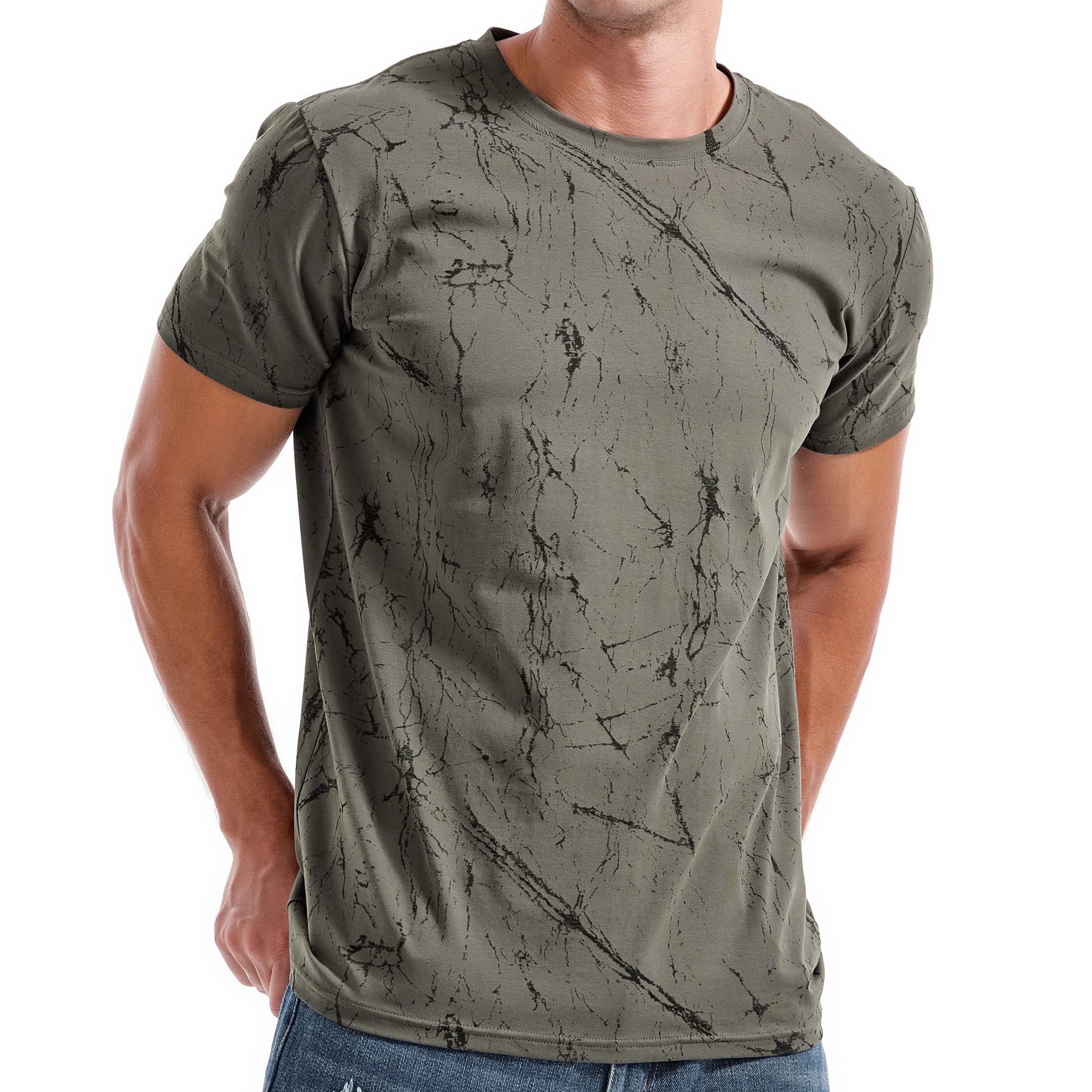RONOMO Herren T-Shirt 95% Baumwolle 5% Spandex, Mikroelastik, Hautfreundlich