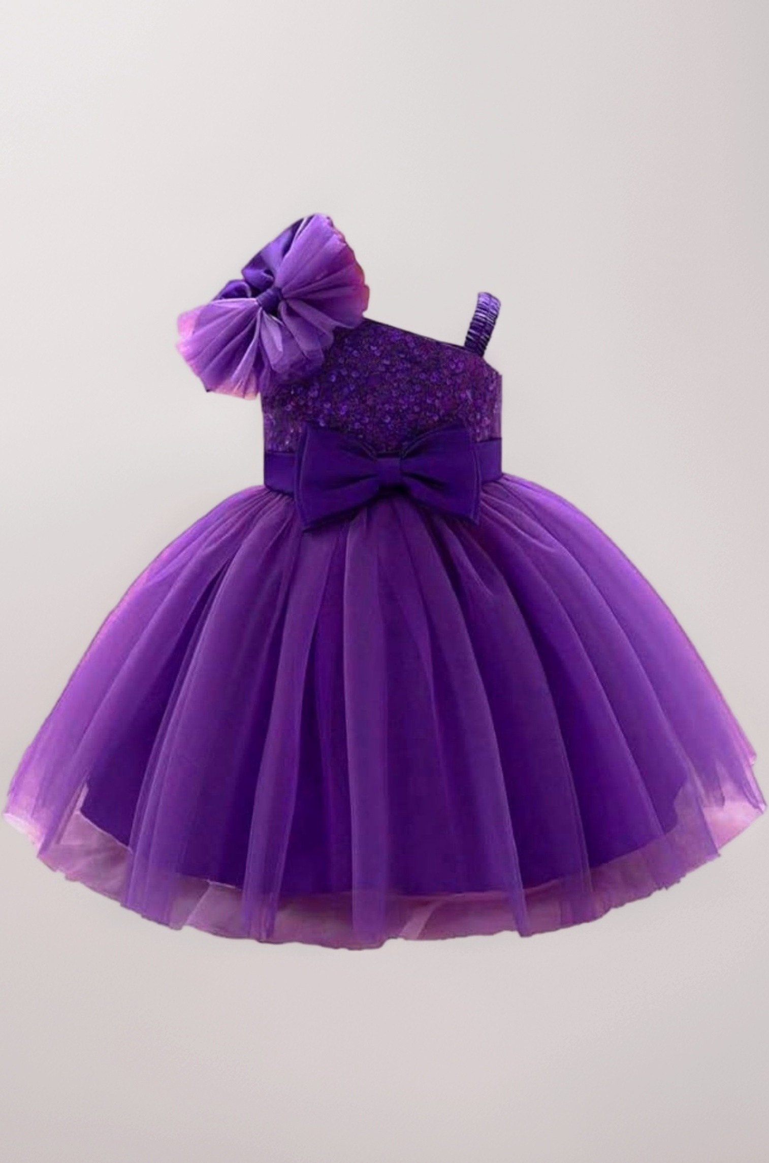 Barbet Sequence Embroidered Net Flaired Sleeve Less Baby Knee Length Girl's Frock