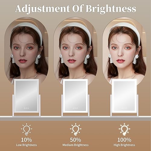 Miniatura 3 de Espejo de maquillaje iluminado, espejo de tocador Hollywood con luces, tres modos de iluminación de color y espejo de aumento 5X, control táctil