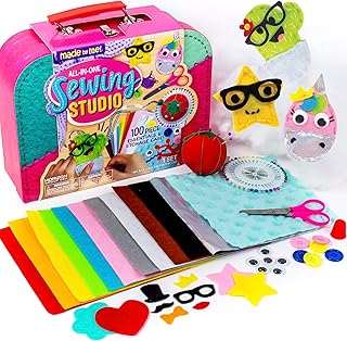 Made By Me All-in-One Sewing Studio Case by Horizon Group USA, 100 Piece Beginner Sewing Essentials & Storage Case, Easy to Follow Learn to Sew Instructions & Project