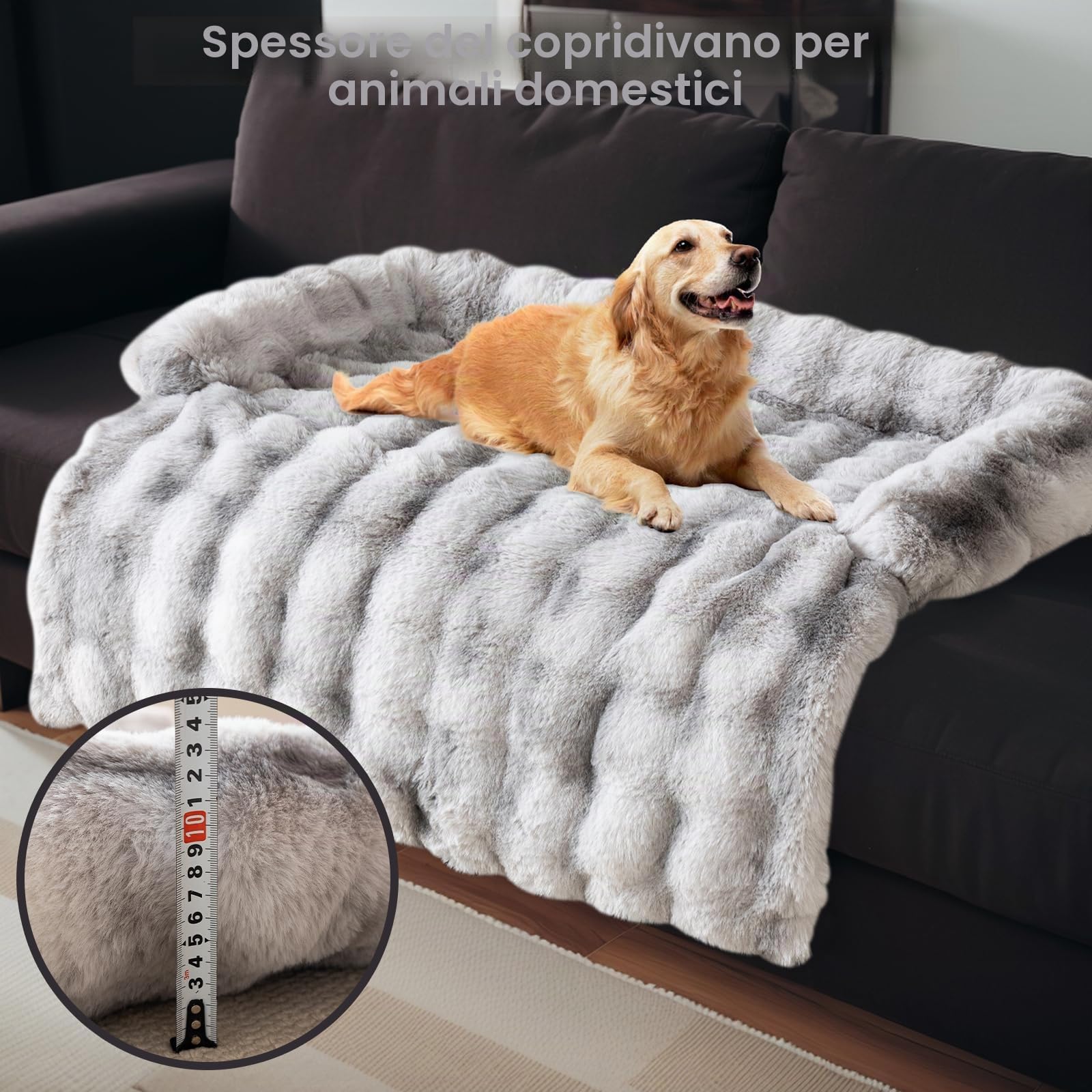 OKYUK Cuccia per cani, super comoda, per divano, lavabile a mano, antiscivolo, adatta per cani (grigio Shaggy, lunghezza 75 x larghezza 75 x altezza 13 cm)