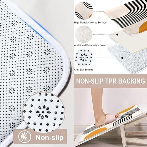 Miniatura 6 de ArtSocket Juego de 4 cortinas de ducha con alfombras, juego de baño de estilo bohemio con alfombra antideslizante, cubierta para tapa de inodoro,