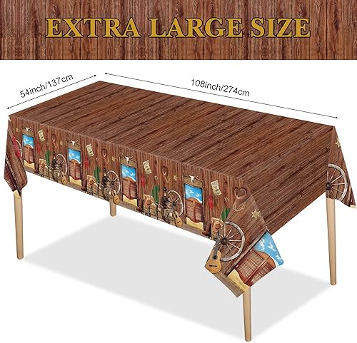 Miniatura 2 de Capoda Manteles de vaquero de 3 piezas con temática occidental, cubierta de plástico impermeable para decoración de fiesta del salvaje oeste,