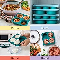 Vista 6 de Bandeja de congelador de silicona de 1/2 taza Anyday con tapa de silicona para almacenamiento de alimentos, arroz, caldo, sobras Envase