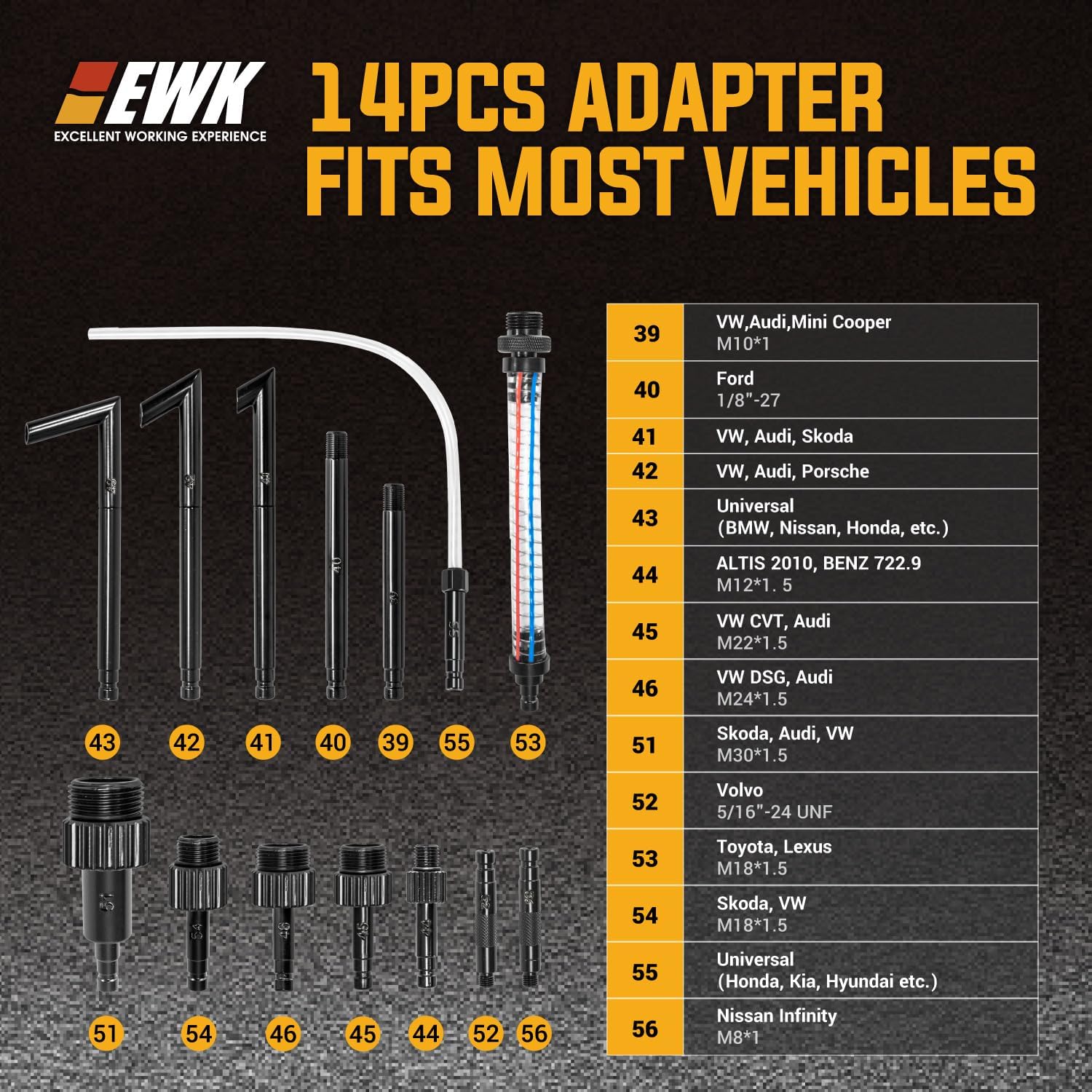 EWK 10L Pneumatic Transmission Fluid Pump, Extract & Refill System with 14 Universal Adapters, Heavy-Duty Fluid Evacuator for Clean, Efficient ATF Service, Ideal for DIY Owners, Technicians