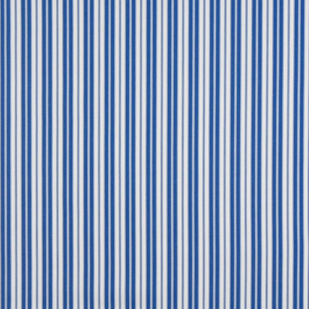 Blue Ticking Striped Indoor Outdoor Marine Acrylic Upholstery Fabric by The Yard - SKU: Mikah Coastal
