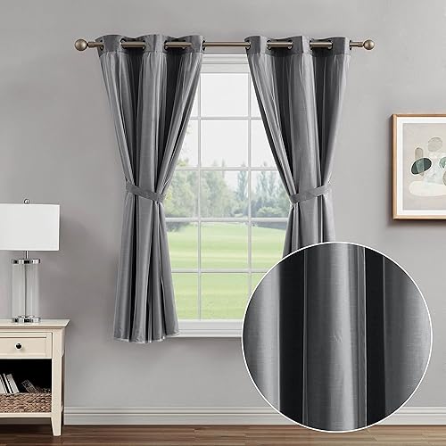 Miniatura 8 de Creative Home Ideas Augusta - Cortinas opacas (2 paneles, 38 x 84 pulgadas, gris claro) para oscurecer la habitación, con aislamiento térmico con