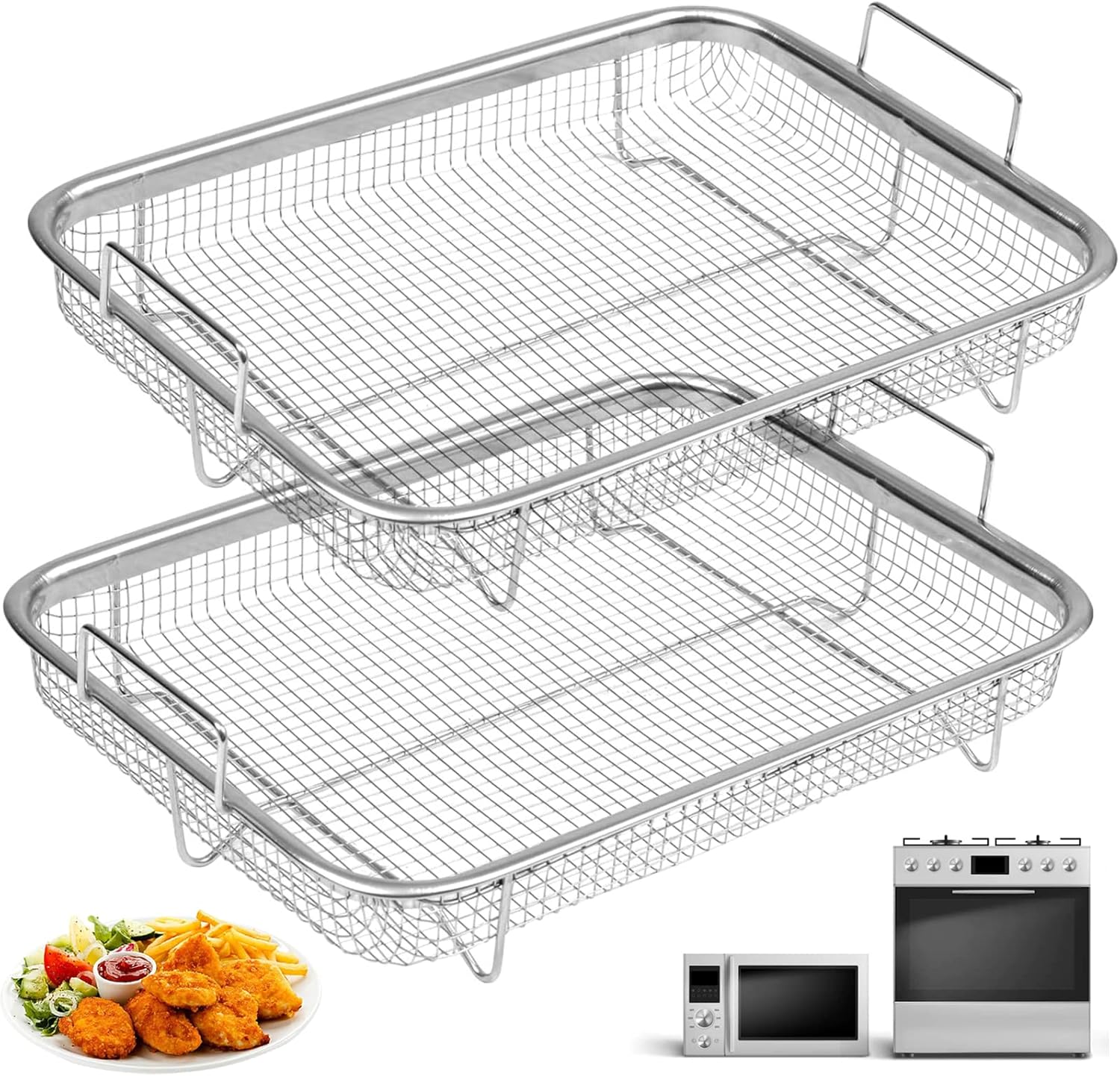 Air Fryer Basket For Oven, 2 Pieces Set Stainless Steel