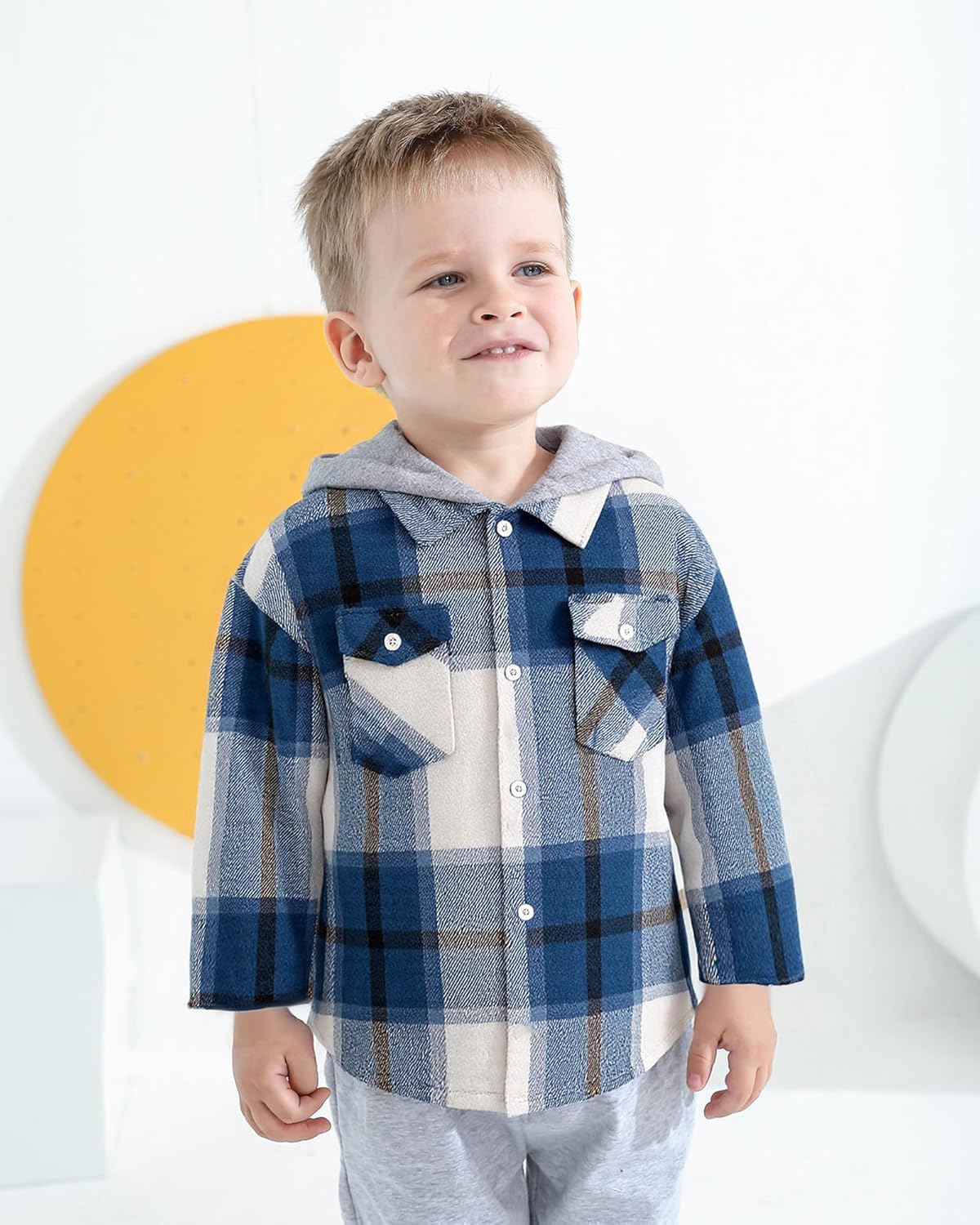 Baby Toddler Boys Long Sleeve Shirt Flannel Buffalo Plaid Shirts Button Down Jacket Top Outfit Fall Winter Clothes - Image 2