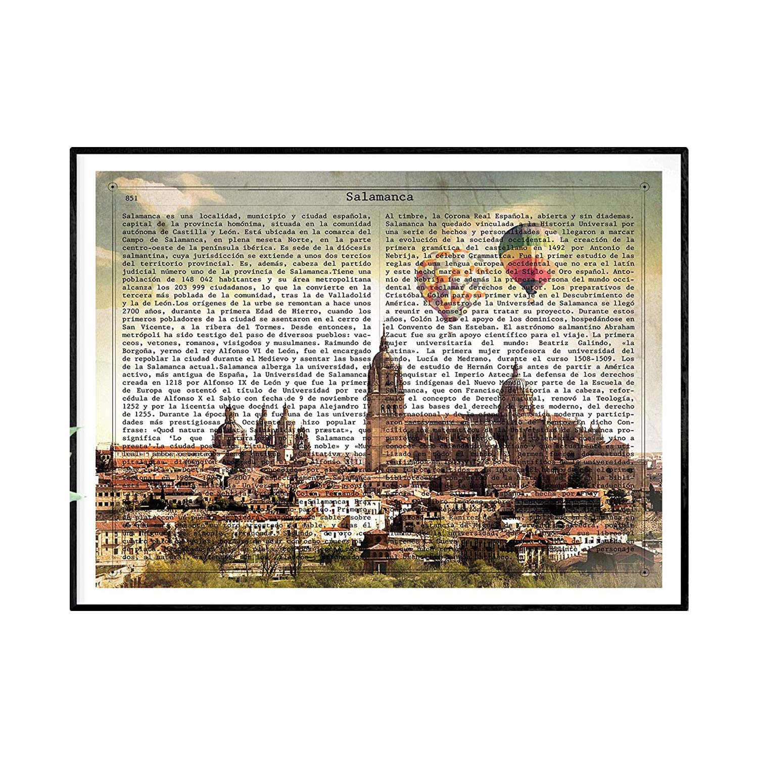 Nacnic Print City of Salamanca with its History. Poster size A4 Printed on Paper