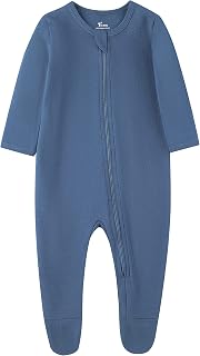 O2 BABY Baby Boys Girls Organic Cotton Zip-Front Sleeper Pajamas, Footed Sleep 'n Play