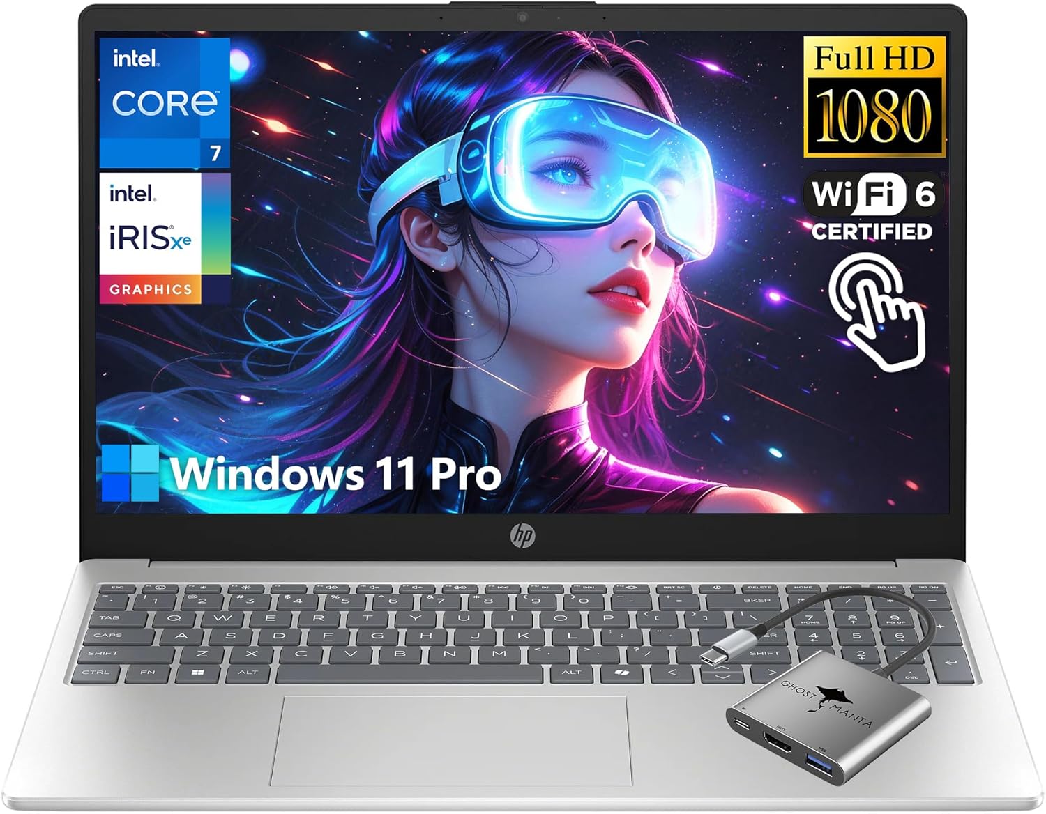 HP Touchscreen Laptop, Intel 10-Core 7 150U(Up to 5.4GHz, Beat i7-1355U), 32GB DDR5 RAM 1TB SSD 15.6" FHD Intel Iris Xe Graphics Win 11 Pro Wifi6 w/GM Accessory Computer for Business Gaming