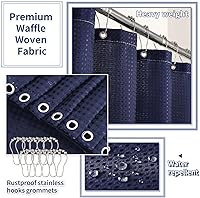 Vista 6 de Juego de baño con cortina de ducha y alfombras - Juego de accesorios de baño de 25 piezas, juego de cortina de ducha azul marino, escobilla