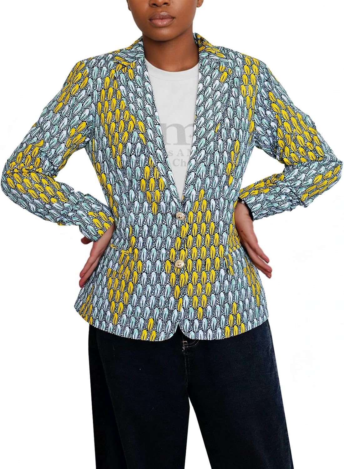 African Coat for Women Dashiki Blazer Kente Print Jacket Clothes Ankara Attire Notched Lapel Formal Top