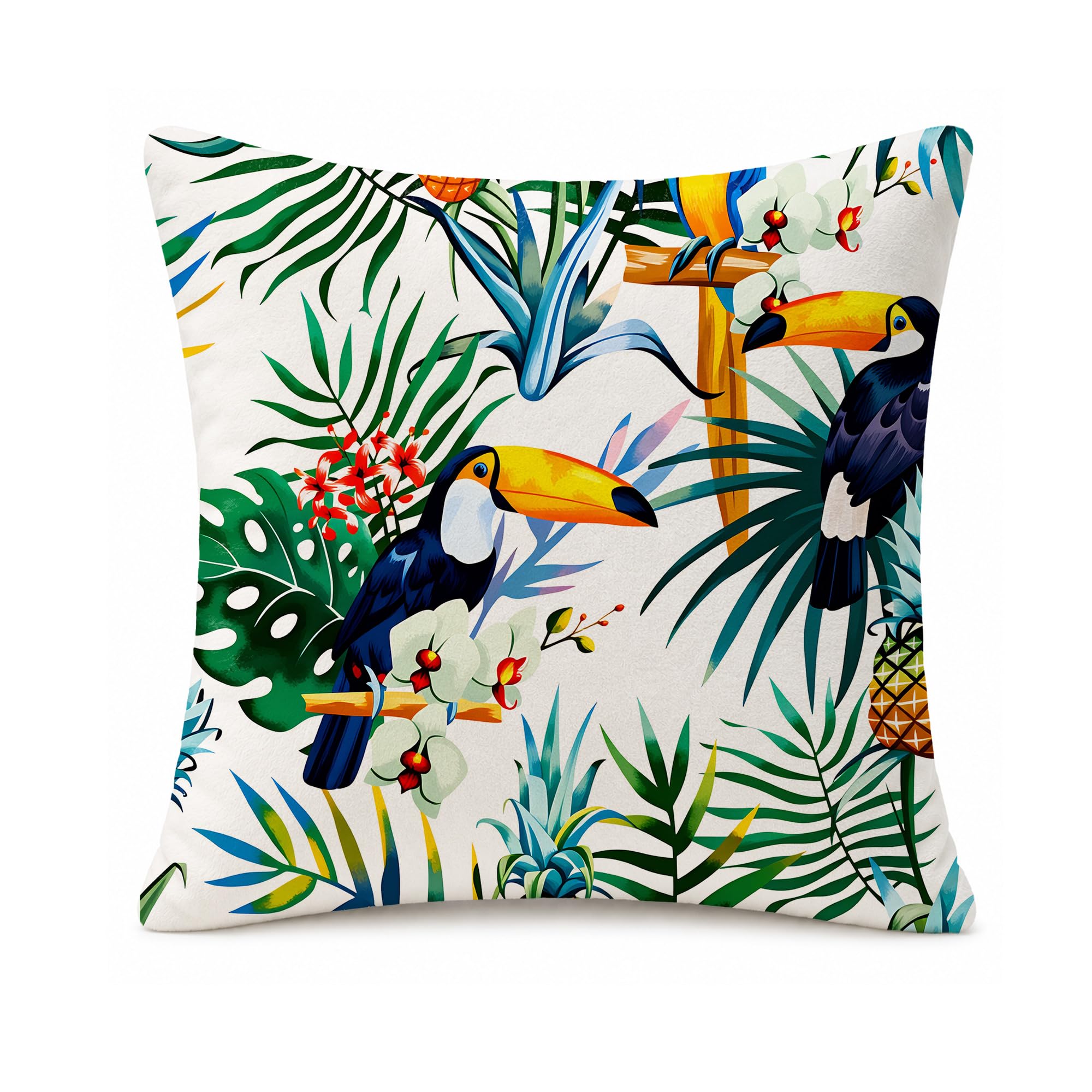 LASLEN 1 Pack Floral and Bird Cushion Covers,45 x 45 cm Decorative Pillowcase,Soft & Comfortable with Hidden Zipper
