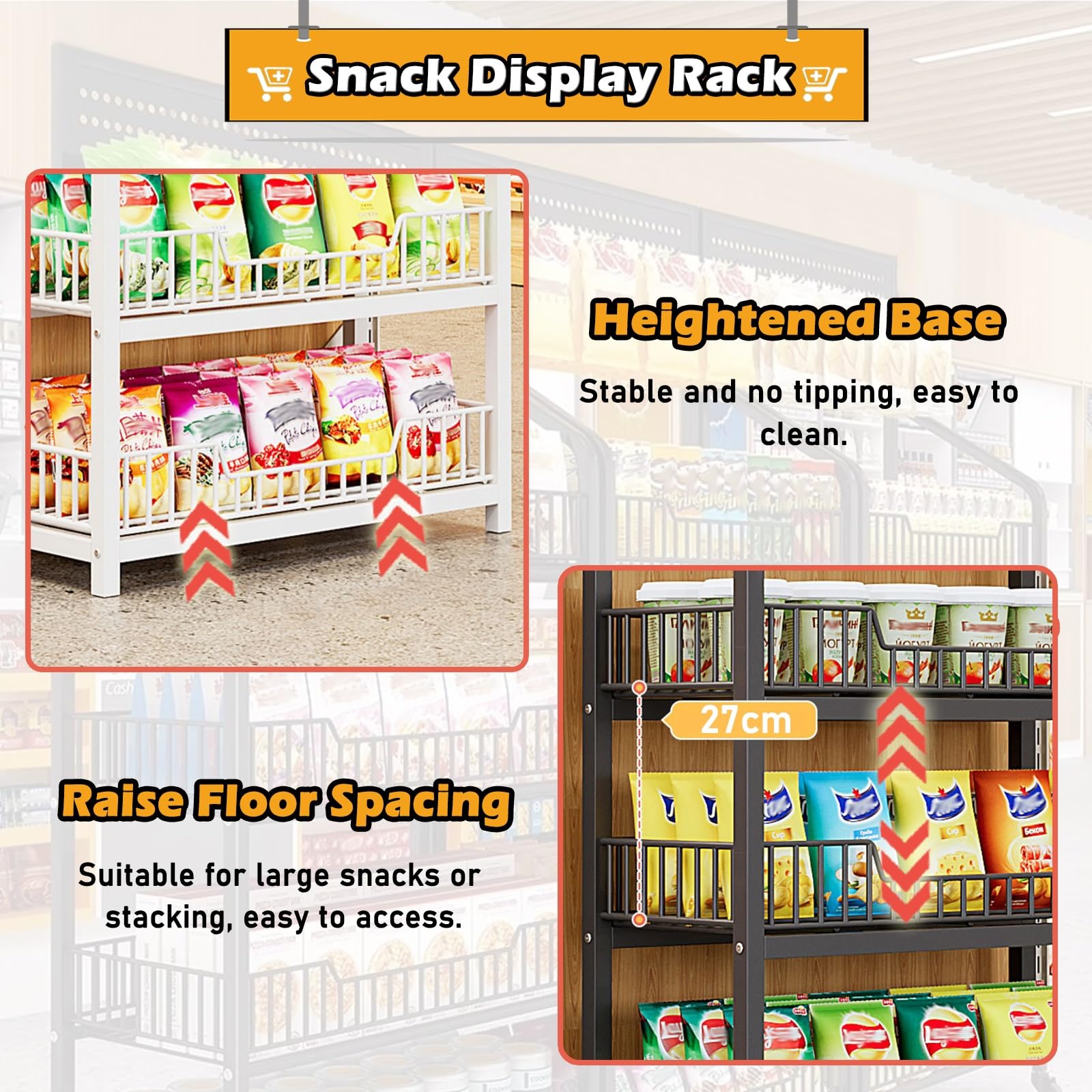 Amazon｜スーパーの棚 業務用 小売ディスプレイラックスタンド 4段