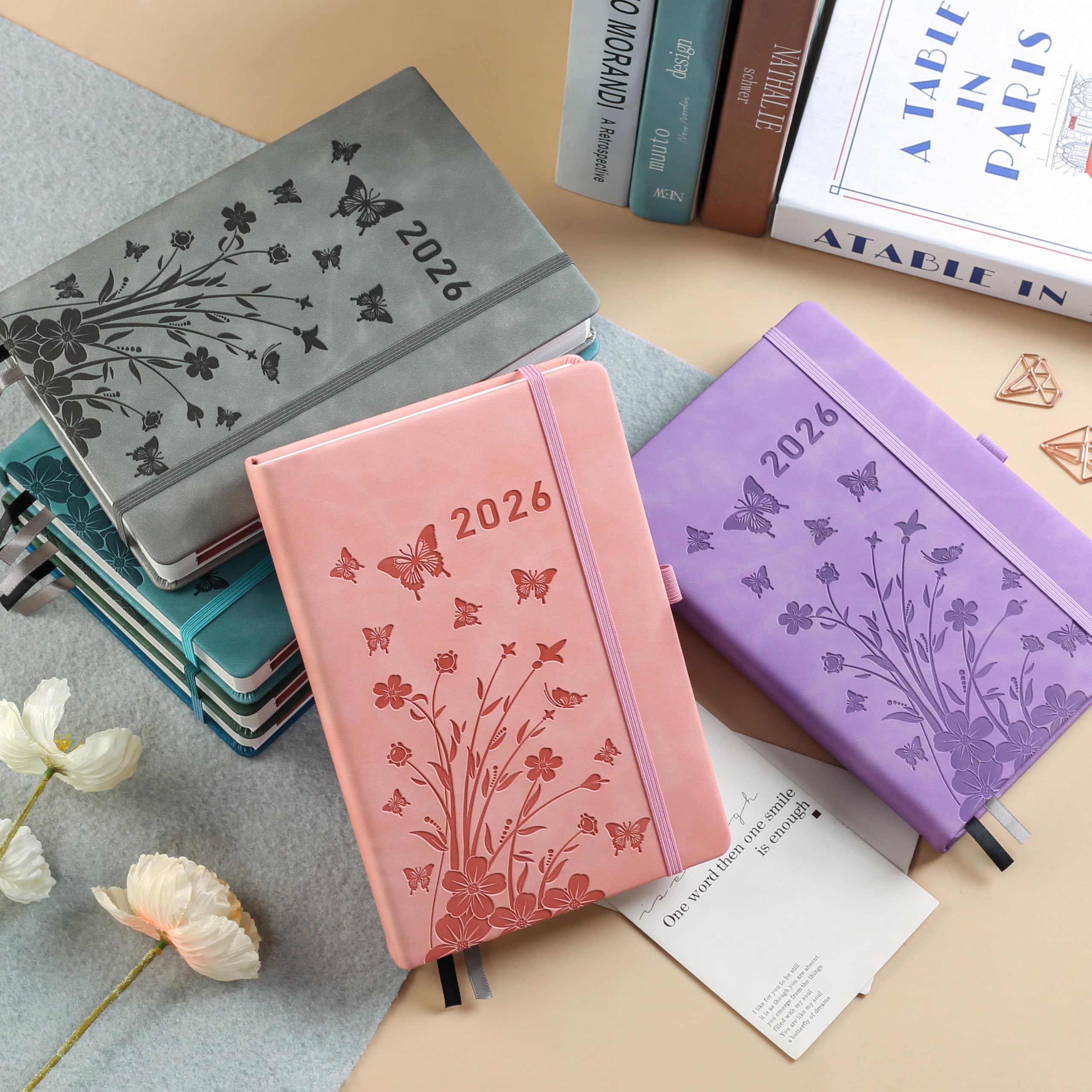 Diary 2026, A5 Diary Day-per-Page, Jan - Dec 2026 Daily & Monthly Planner With Pen Holder | 12 Month Tabs | 4 Planner Stickers | Inner Pocket, Hardback Spiral Calendar For Time Management - View #8