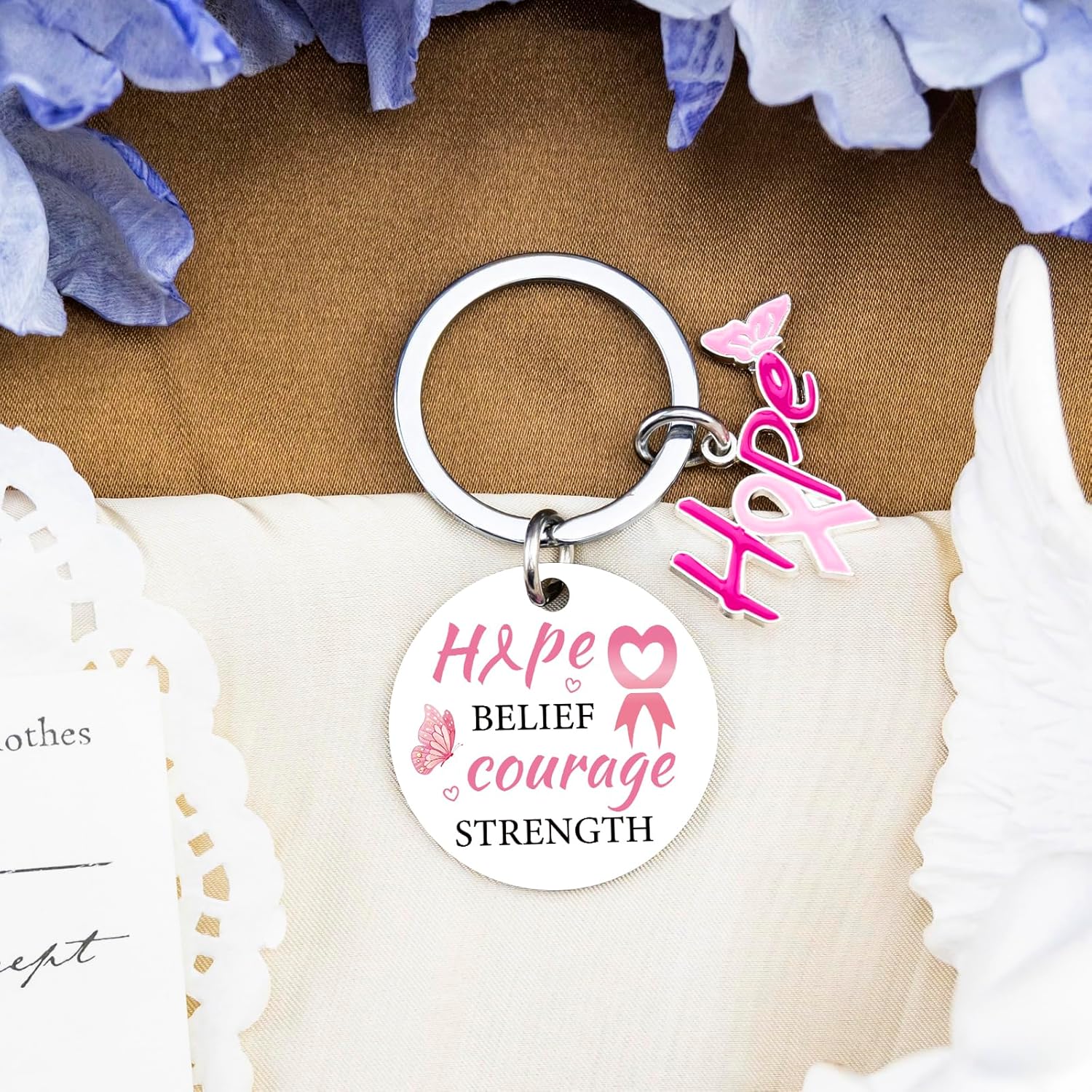 Breast Cancer Survivor Gifts Breast Cancer Gifts for Woman Breast Cancer Awareness Accessories Keychains Cancers Comfort Gift for Women Friend Pink Ribbon Uplifting Chemo Survivor Gift Keyring - Image 5