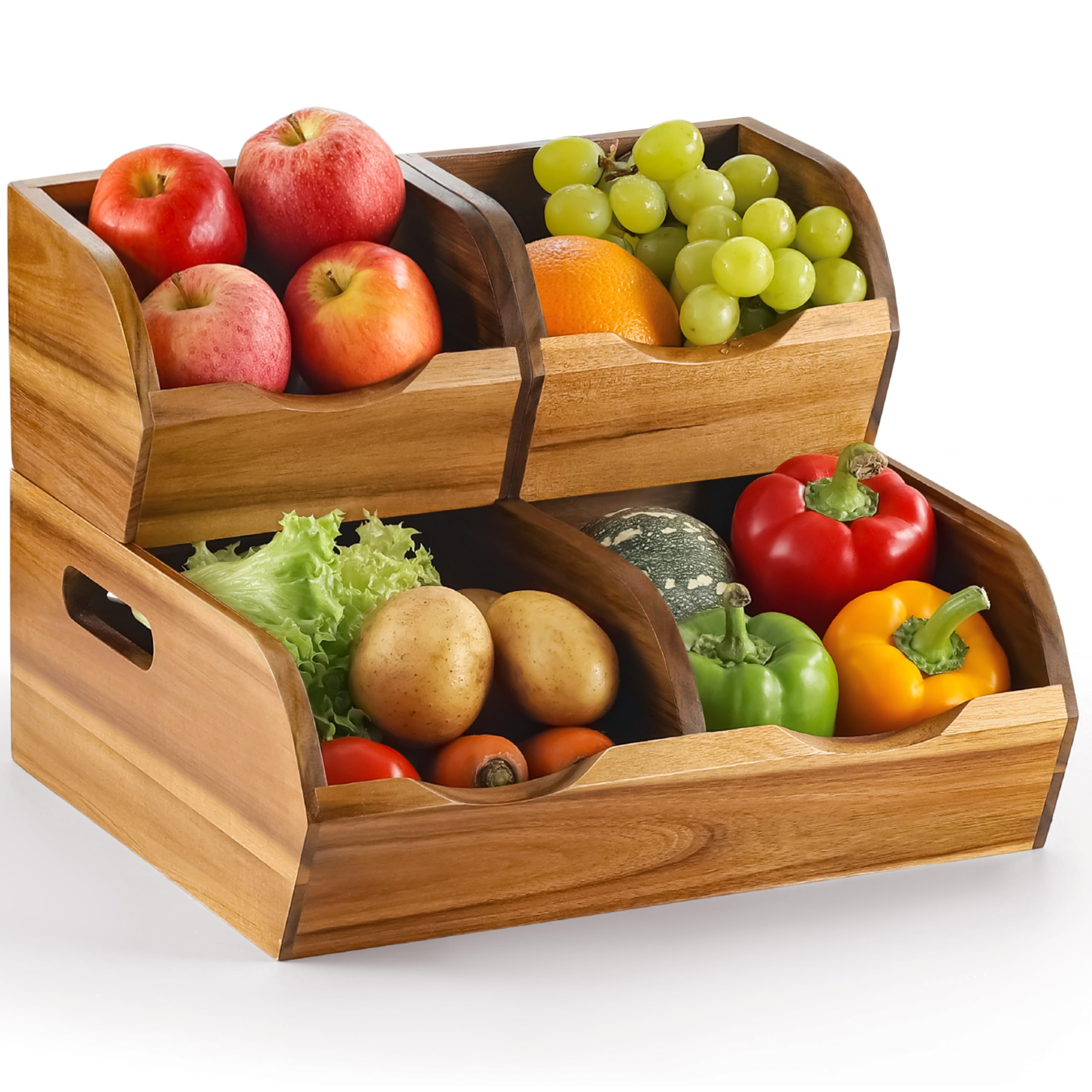 NAGAWOOD Acacia Wood Pantry Storage Bins