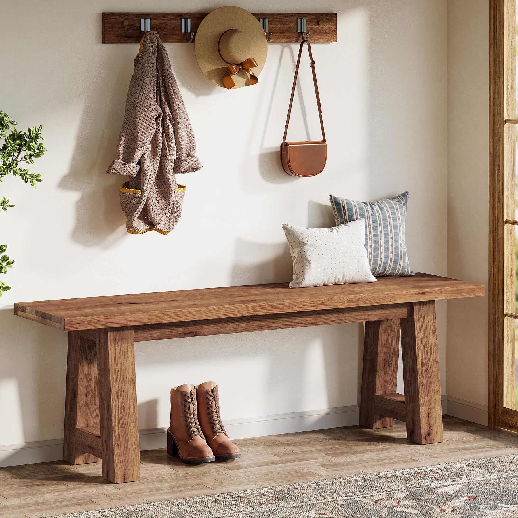 Banc d'entrée en bois massif 140 cm pour sublimer votre couloir
