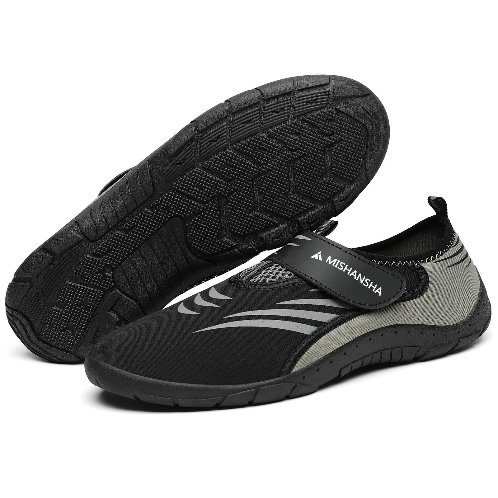 Mishansha Escarpines Hombre Zapatillas Agua Mujer Secado Rápido Zapatillas Playa Antideslizante Zapatos Agua Transpirable Zapatillas para Surf Piscina Gris Platino,Gr.37