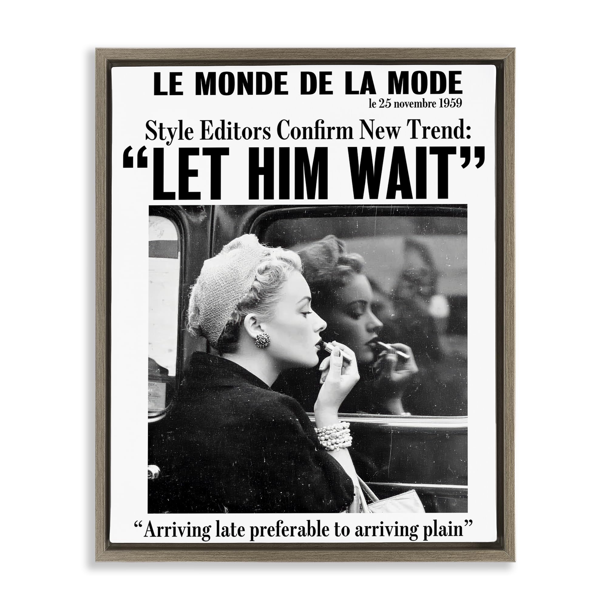 Stupell Industries Montalcino Elm (Textured) 'Let Him Wait Advice', Floating Frame Canvas Art, Brown, 25 X 31 Inches, Easy To Hang And Sturdy, Made In Usa, By Annabelle Hall