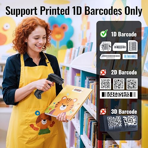 Miniatura 96 de Tera - Escáner de código de barras inalámbrico láser 1D 2 en 1 (2.4 GHz inalámbrico + USB 2.0 con cable) con indicador de nivel de batería, portátil