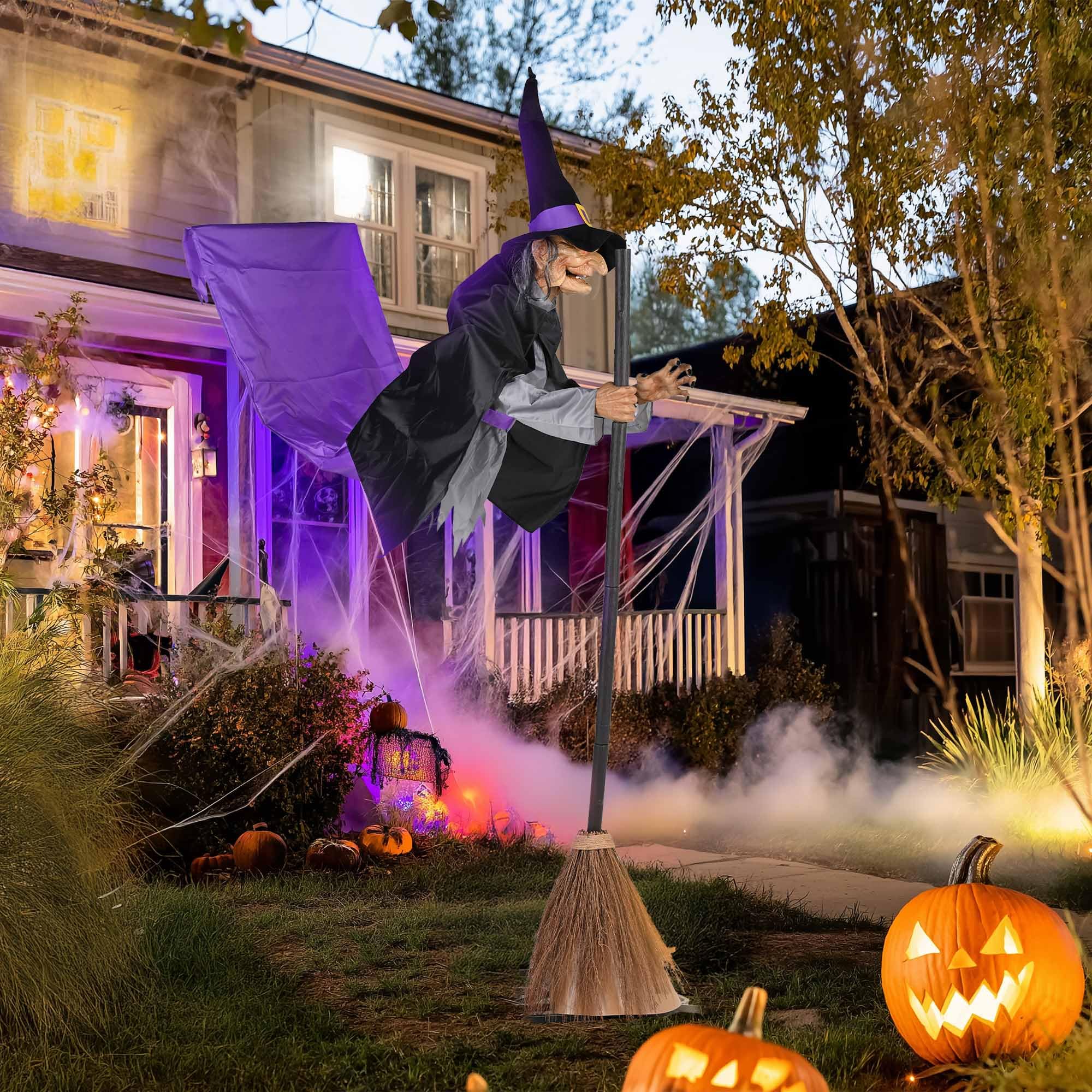 Snapklik.com : 9Ft Animatronics Flying Witch Hovering Broom Animated AC