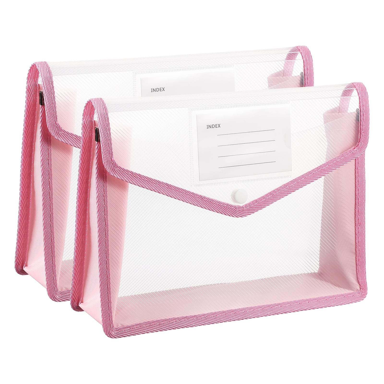 PATIKIL Plastic Expanding File Folders, 2 Pack B5 File Folder Envelopes Letter Size Document Organizer Supplies with Snap Closure for Classroom Office, Pink, Horizontal