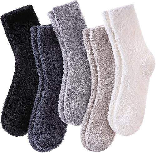 LINEMIN Calcetines mullidos para mujer, acogedores, esponjosos, cálidos, de microfibra, suaves, para el hogar, para dormir