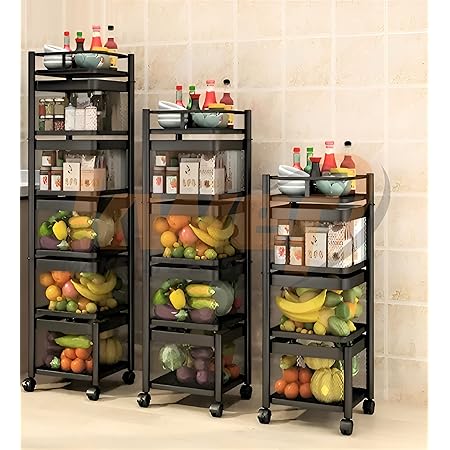 KWER Rotating Kitchen Trolly Kitchen Rack for Kitchen Multi-Purpose ...