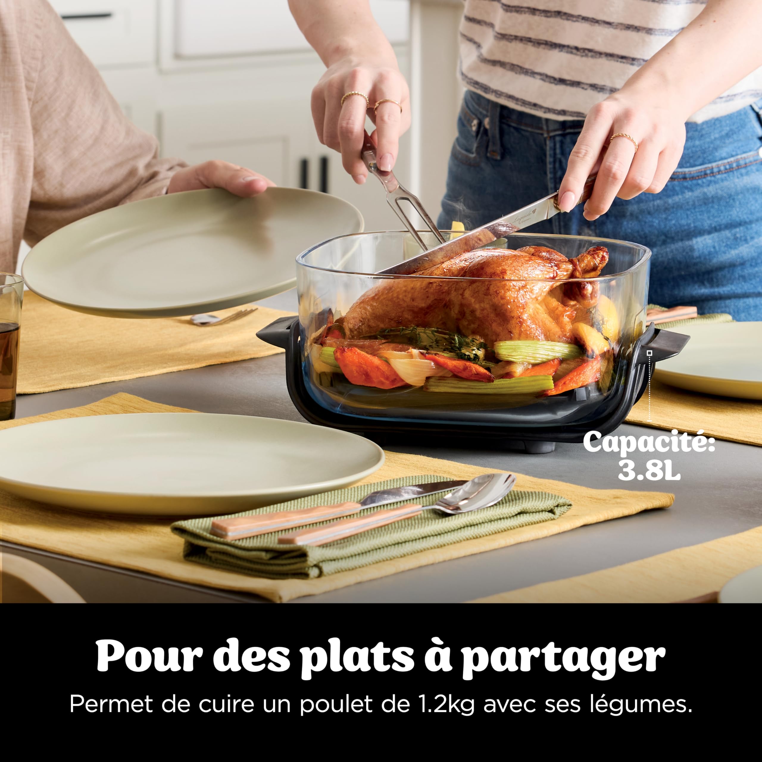 Ninja CRISPi Friteuse sans huile portable, 3,8L, 4-en-1 : Frire sans huile, Rôtir, Garder au chaud, Recroustiller, Design compact, 2 récipients avec couvercles, 1 700 W, Pierre FN101EUST